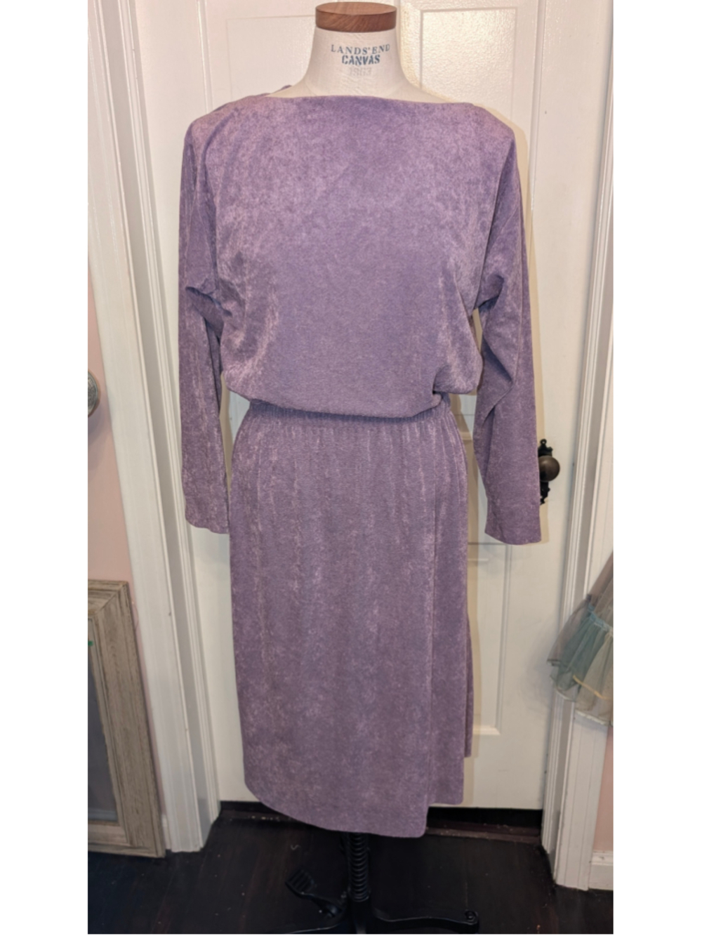 vintage 70s or 80e terry cloth Purple Dress Size M
